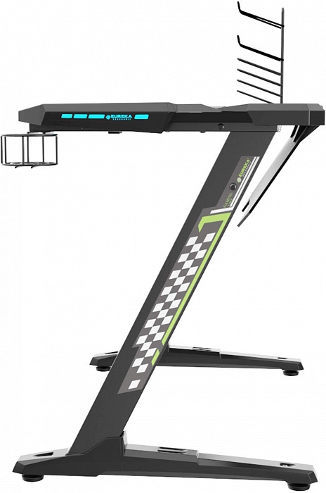 Стол для компьютера (для геймеров) Eureka Z1 S с синей подсветкой, чёрный - фото 1