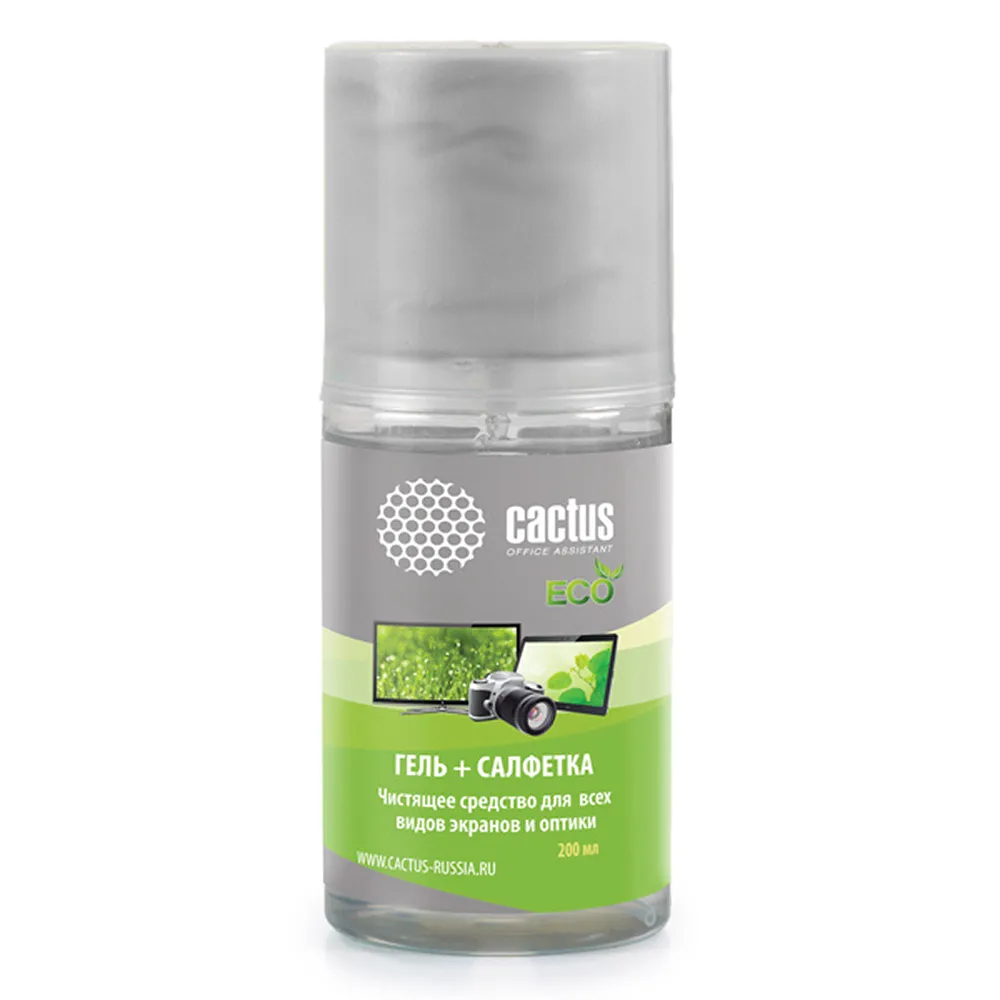 Чистящий набор (салфетка + гель) Cactus CS-S3004E для экранов и оптики 200мл