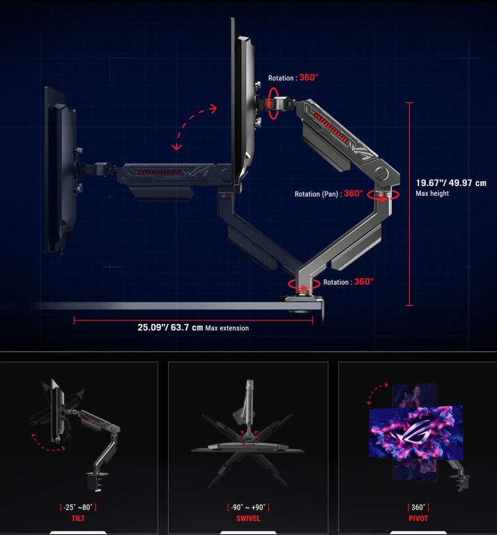 Настольный кронштейн ASUS ROG Ergo Monitor Arm AAS01