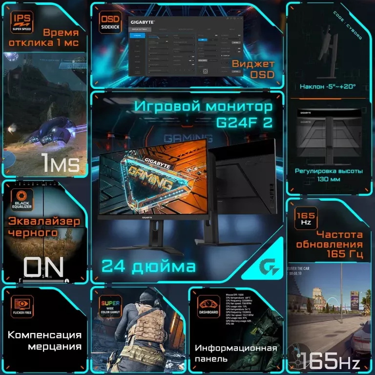 Монитор Gigabyte G24F 2: обзор