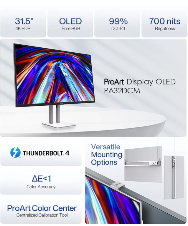 Две новинки для профессионалов. Мониторы ASUS ProArt PA32DCM (4K OLED) и PA279CRV (4K IPS)