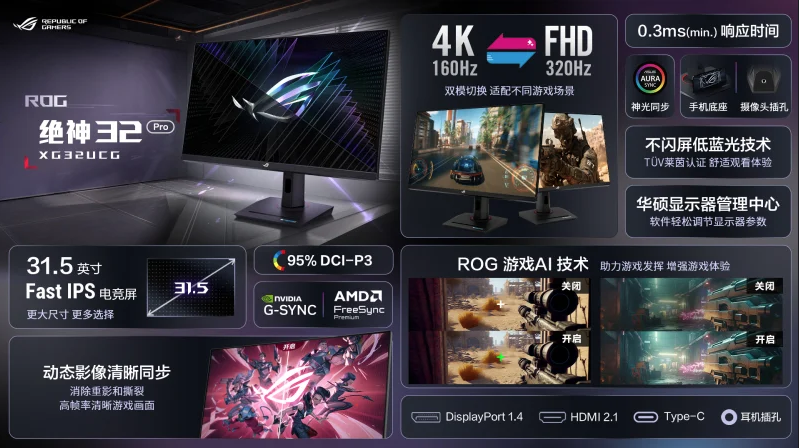 ASUS представила мониторы ROG XG248Q5G-P и XG32UCG