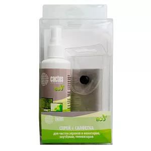 Чистящий набор (салфетки + спрей) Cactus CS-S3001E для экранов и оптики 100мл