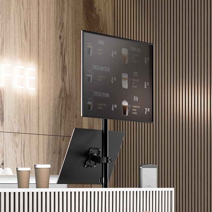 ONKRON кронштейн для двух мониторов 13"-34" настольный, чёрный D208E (D208E-B) - фото 3