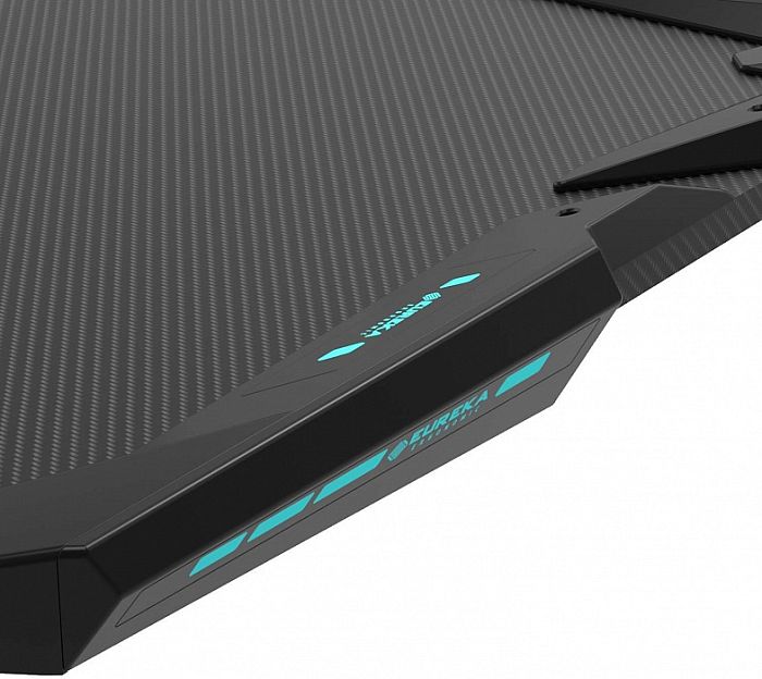 Стол для компьютера (для геймеров) Eureka Z1 S с синей подсветкой, чёрный - фото 3