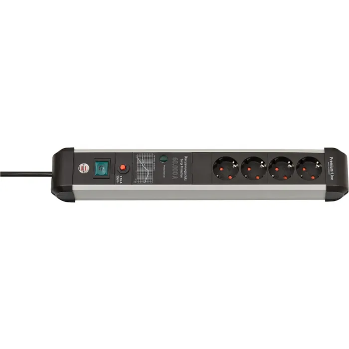 Сетевой фильтр Brennenstuhl Premium-Protect-Line 60 000 А 4 розетки, кабель 3 м., H05VV-F 3G1.5 черный 1391010400 - фото 1