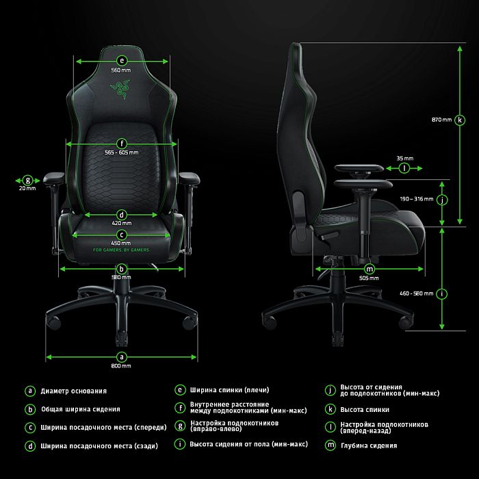 Игровое кресло Razer Iskur XL Black/Green (RZ38-03950100-R3G1) - фото 3