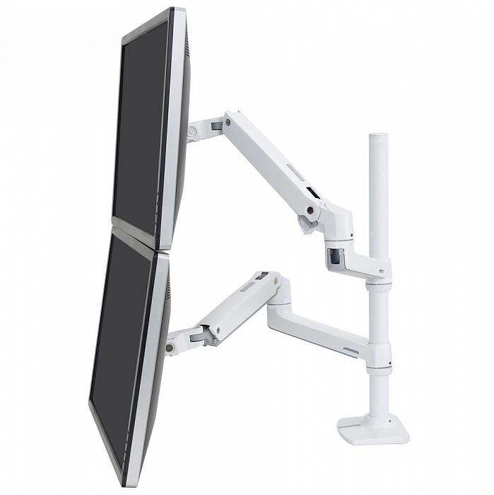 Двойное настольное крепление Ergotron LX Dual Stacking Arm Tall Pole (45-509-216) - фото 1