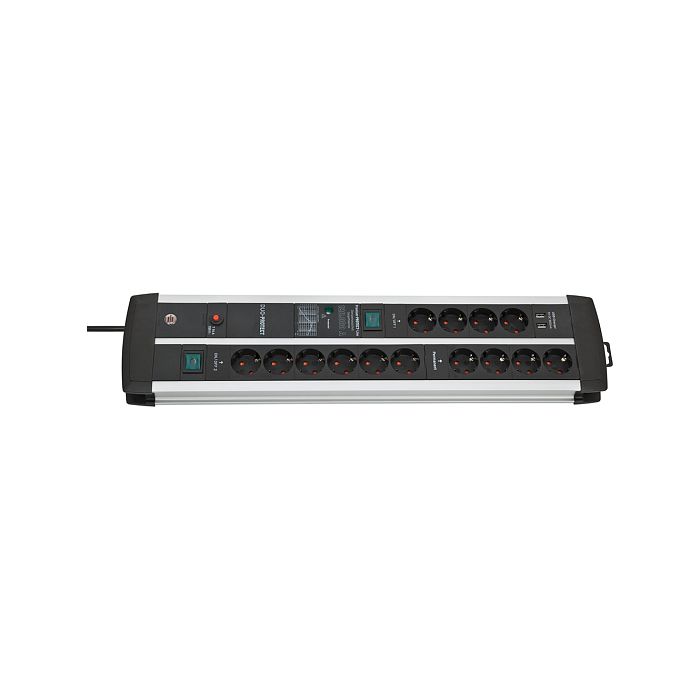 Сетевой фильтр Brennenstuhl Premium-Protect-Line 120 000 А 14 розеток, 2 USB, кабель 3 м., H05VV-F 3G1.5 черный 1392000232 - фото 1