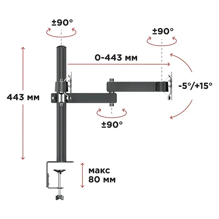Кронштейн для мониторов Holder MDS-SU203-B, черный - фото 4