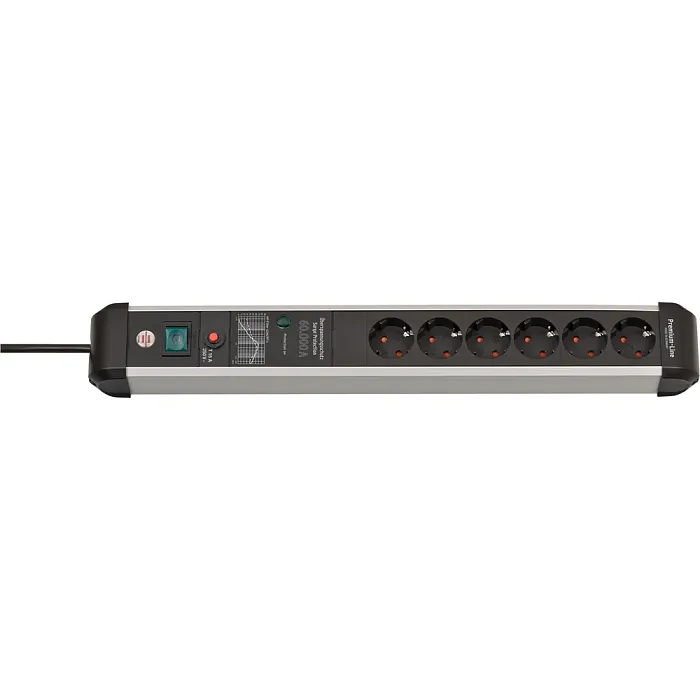 Сетевой фильтр Brennenstuhl Premium-Protect-Line 60 000 А 6 розеток, кабель 3 м., H05VV-F 3G1.5 черный 1391010600 - фото 1