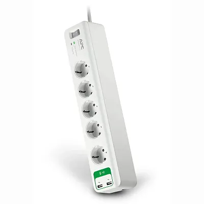 Сетевой фильтр APC PM5U-GR (Essential SurgeArrest, 5 розеток, 2 порта USB-A, кабель 1.8м, 230 В) - фото 2