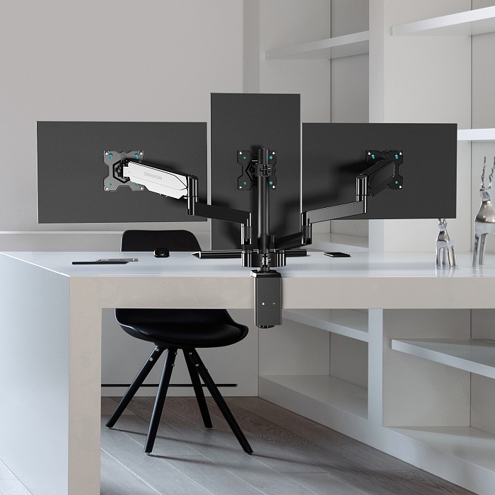 ONKRON кронштейн (держатель) для трех мониторов 13"-32" дюймов настольный, черный G280 (G280-B) - фото 2