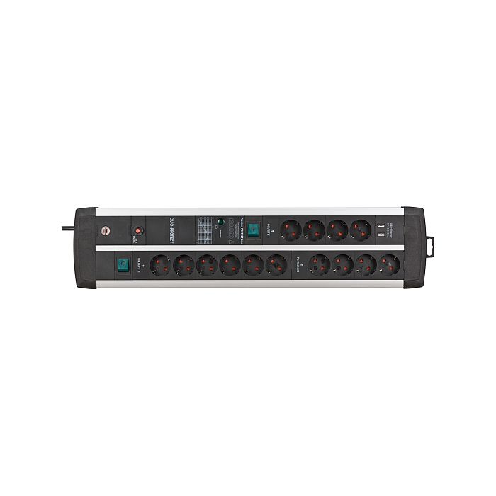 Сетевой фильтр Brennenstuhl Premium-Protect-Line 120 000 А 14 розеток, 2 USB, кабель 3 м., H05VV-F 3G1.5 черный 1392000232 - фото 2