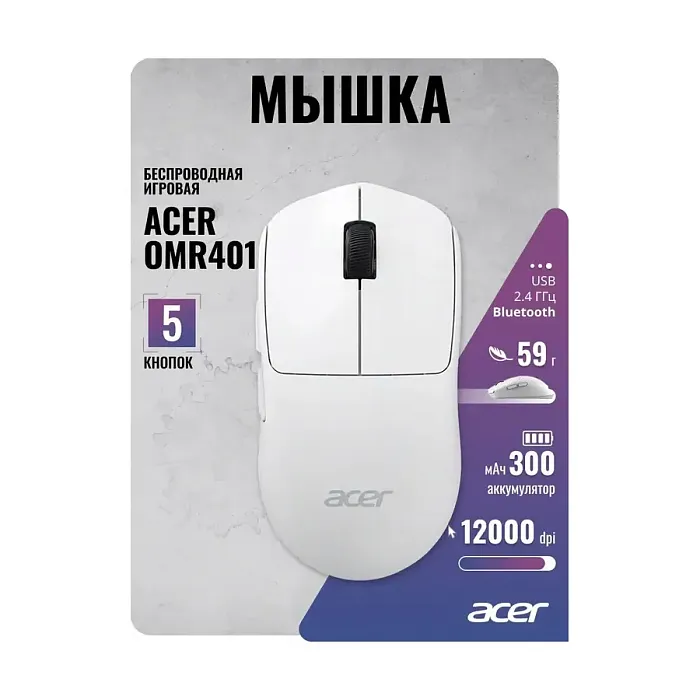 Мышь беспроводная Acer OMR401 White (ZL.MCECC.05D) - фото 5