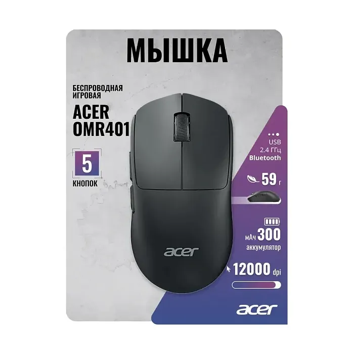 Мышь беспроводная Acer OMR401 Black (ZL.MCECC.05C) - фото 5