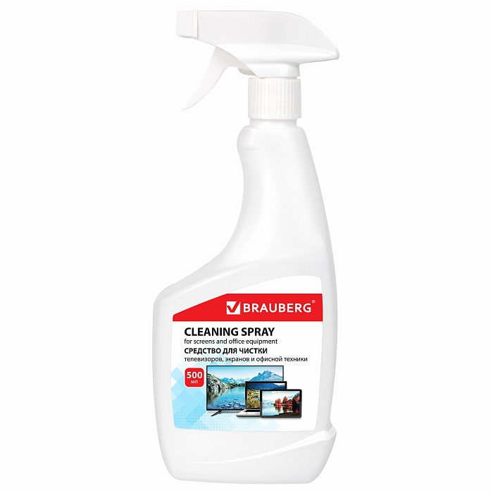 Чистящая жидкость-спрей Brauberg для телевизоров, мониторов, техники, оптики и стекол, универсальная, 500 мл - фото 1